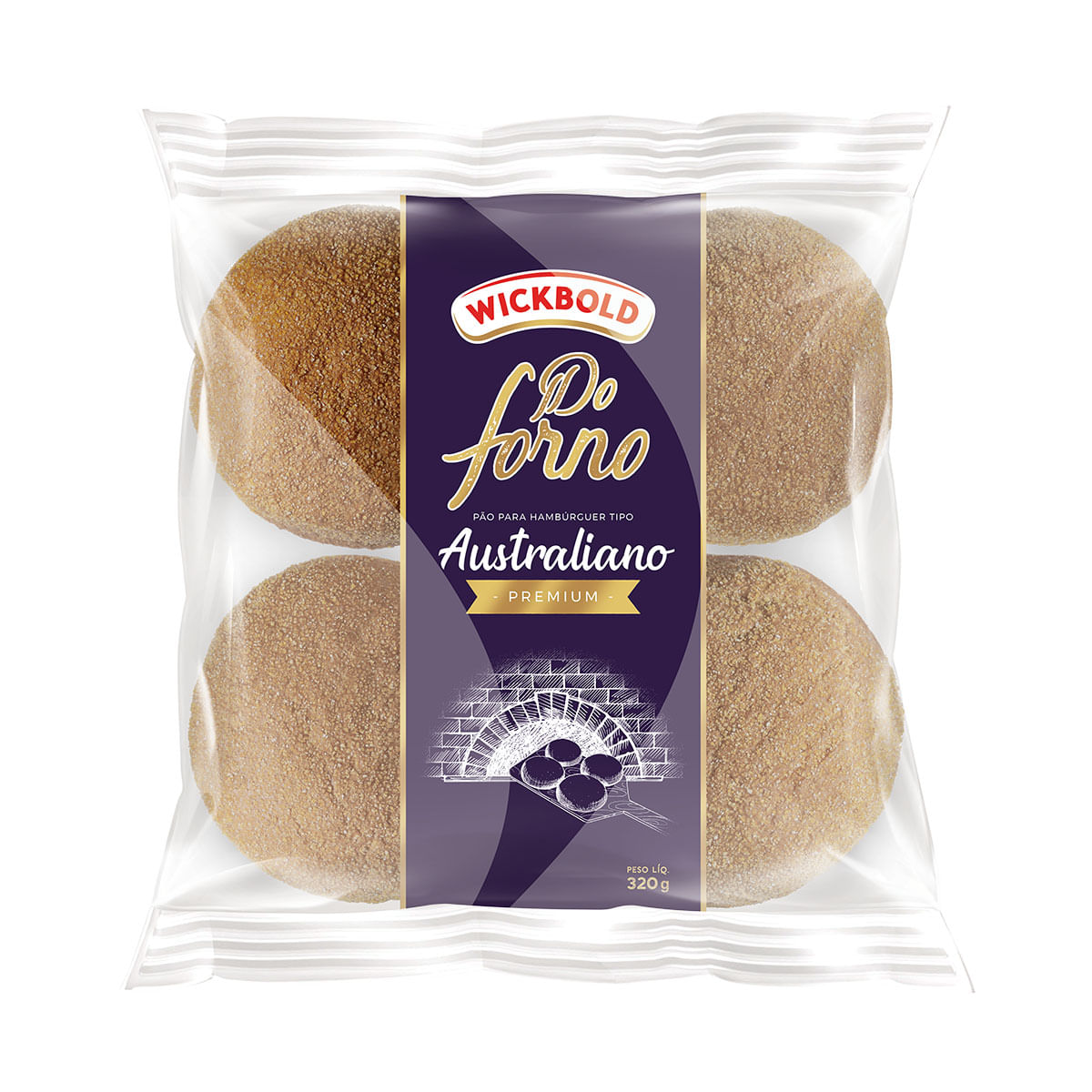 Pão de Hambúrguer Australiano Premium sem Lactose Do Forno Wickbold 320g 4 Pães