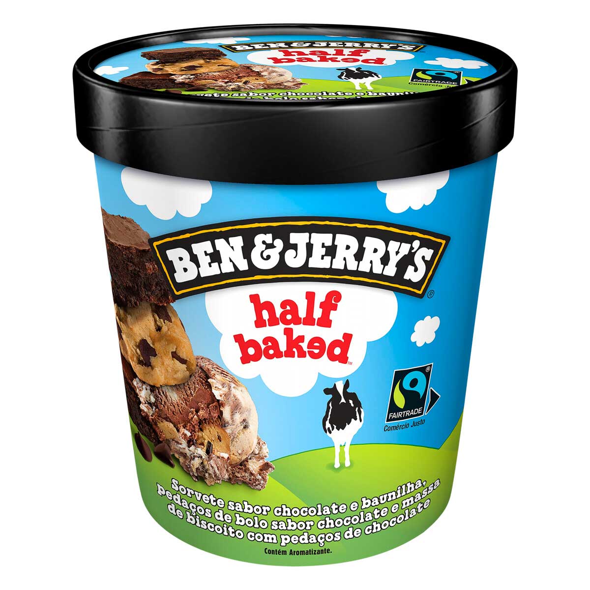 Sorvete Half Baked Sabores Chocolate e Baunilha Ben & Jerry's 458ml