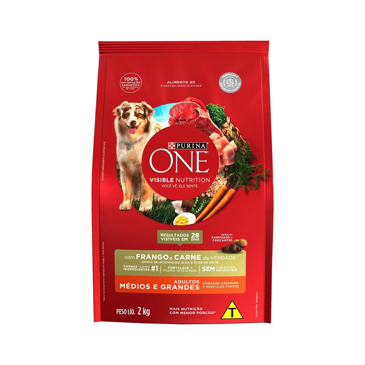 Ração Seca para Cachorro Adulto Médio Purina One Frango e Carne 2Kg