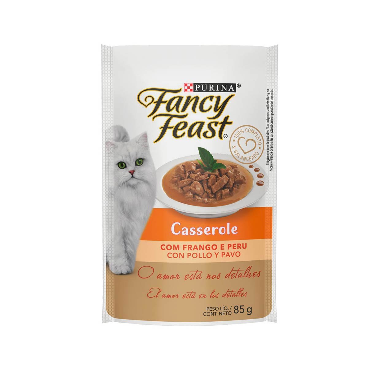 Ração Úmida para Gatos Adulto Fancy Feast Casserole Frango e Peru Sachê 85g