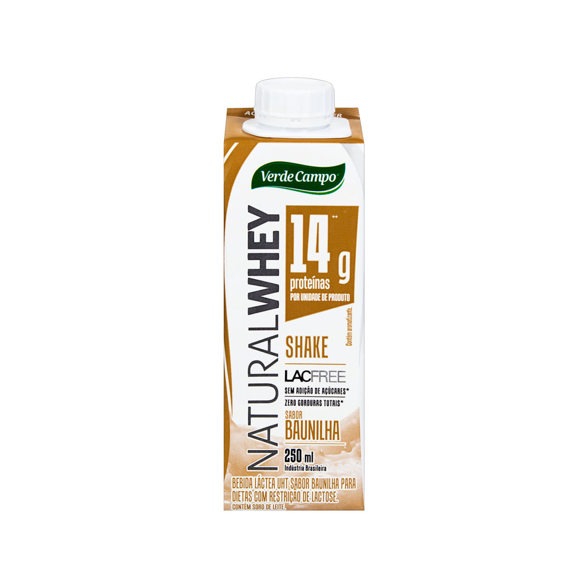 Bebida Láctea Desnatada sem Lactose Verde Campo Lacfree Natural Whey de Baunilha 250ml