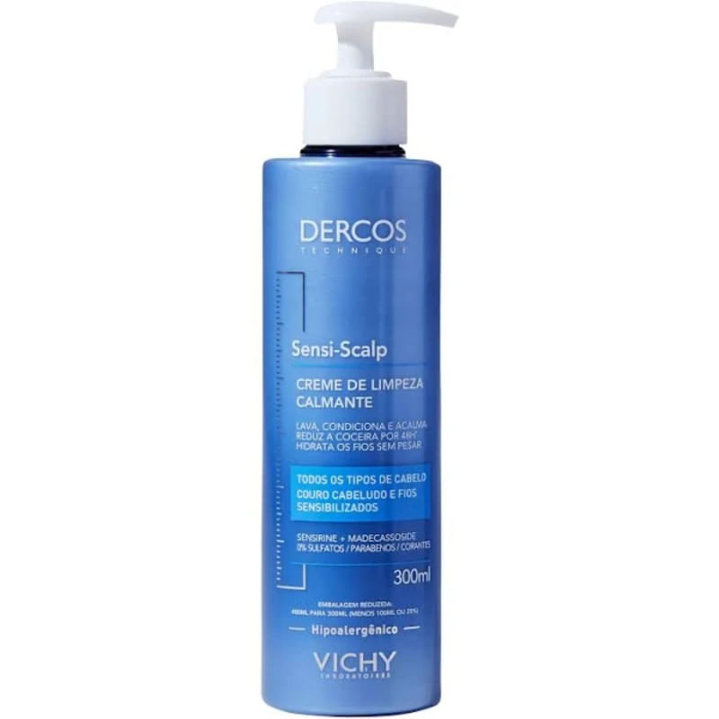 Creme de Limpeza Calmante Dercos Sensi-Scalp Vichy Com 300ml