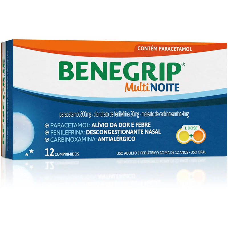 Benegrip Multi Noite Com 12 comprimidos