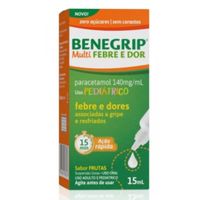 Benegrip Multi Febre e Dor Pediátrico Paracetamol 140 mg/ml Frutas Suspensão Gotas com 15 ml
