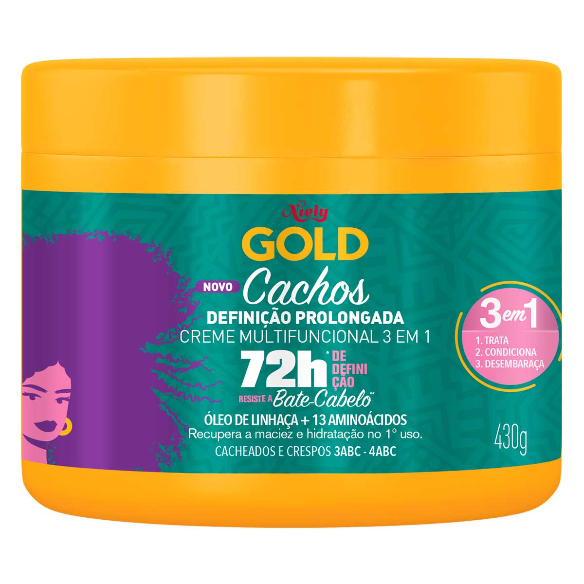 Creme de Tratamento Niely Gold Cachos Definição Prolongada 430g