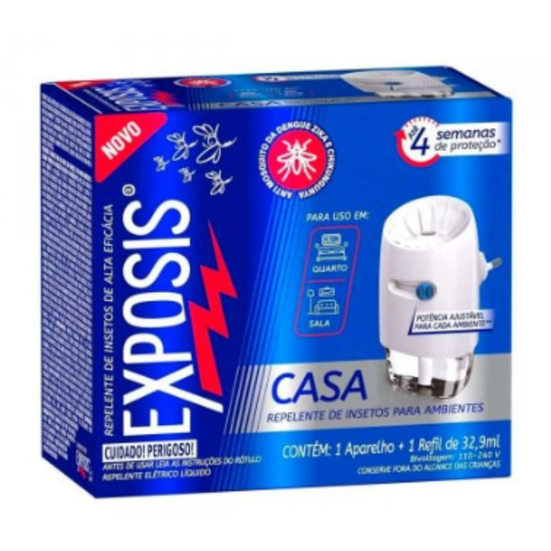 Repelente Elétrico Líquido Exposis Casa Aparelho + Refil 32,9 ml