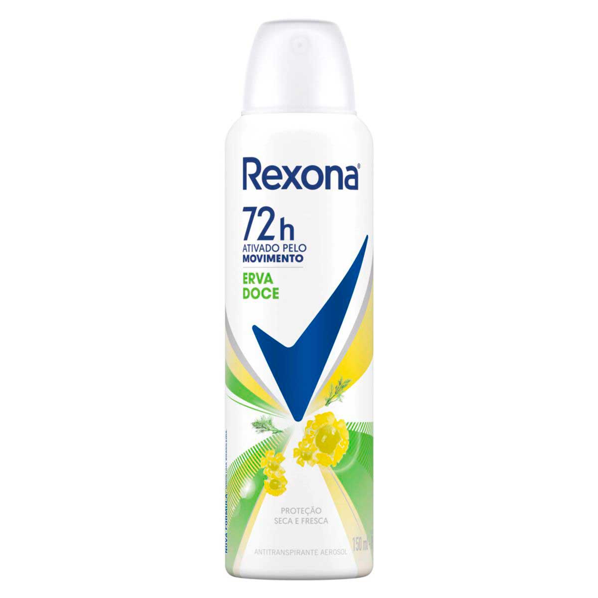 Desodorante Antitranspirante Aerosol Feminino Rexona Erva Doce 150ml