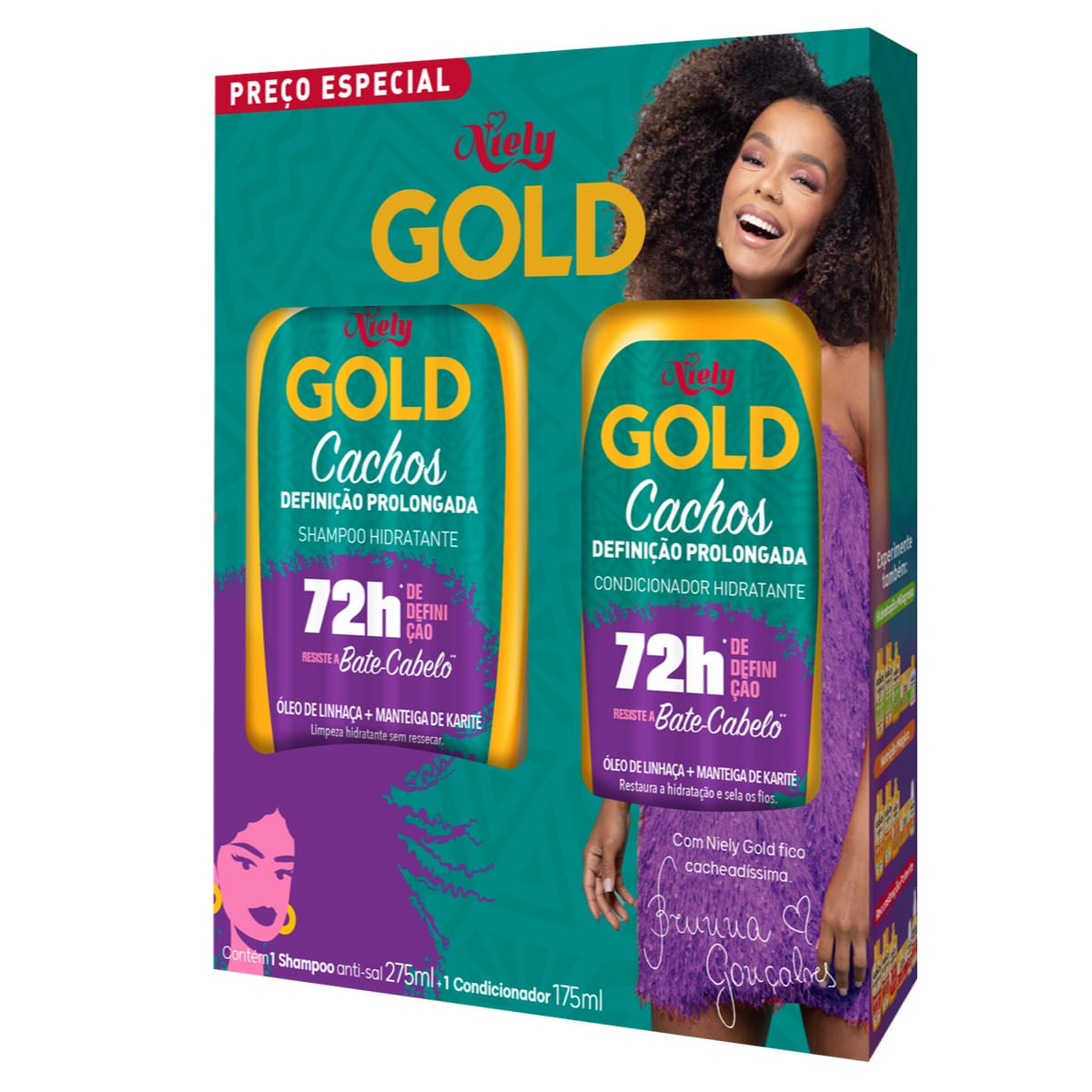 Kit Shampoo e Condicionador Niely Gold Cachos Definição Prolongada