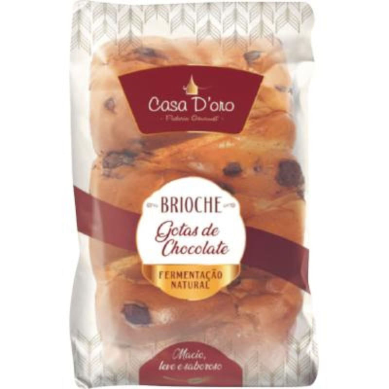 Pão Brioche Gotas de Chocolate Family Casa D'oro Pacote 300g