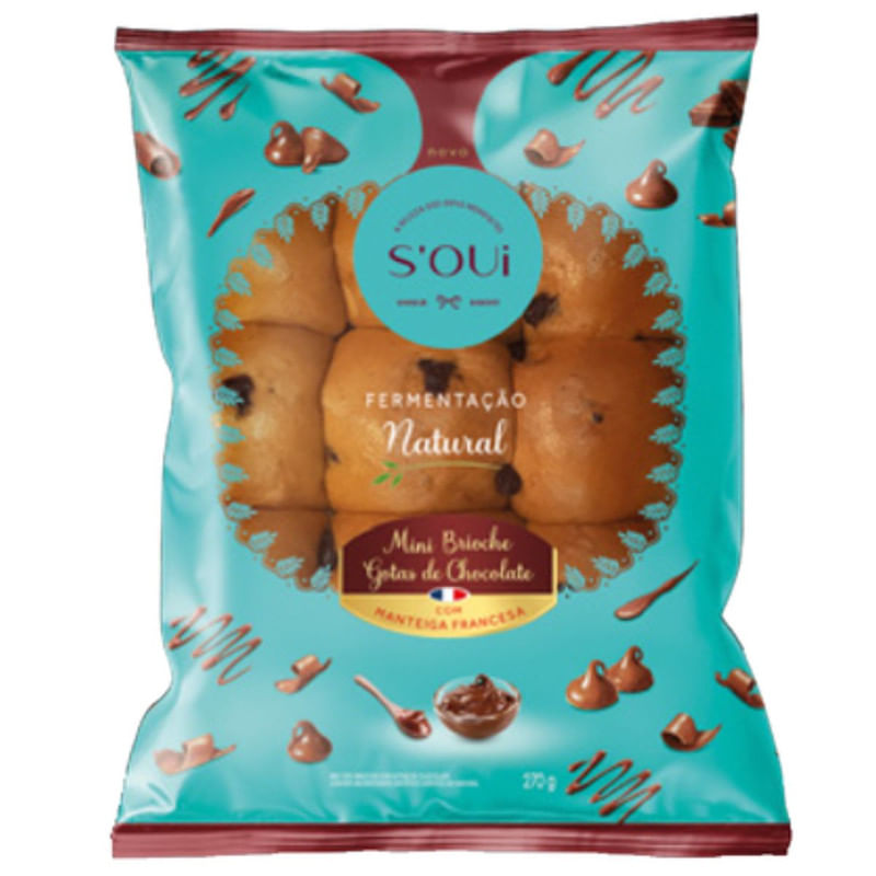 Pão Brioche Gotas de Chocolate Kids S'oui Pacote 270g