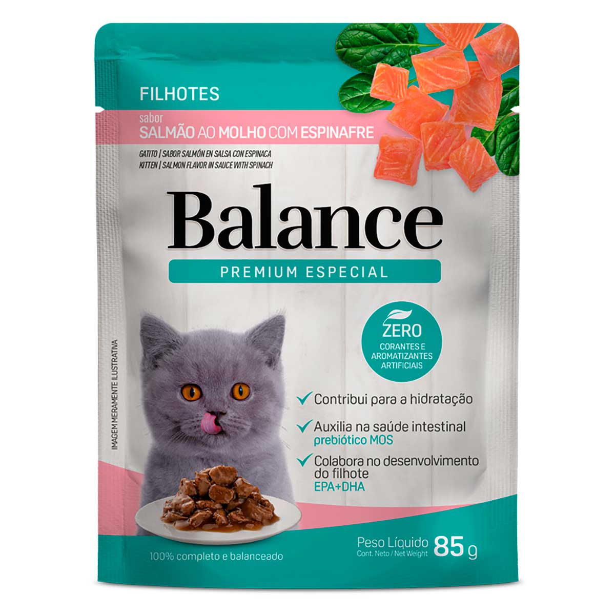 Ração Úmida para Gatos Filhotes Sabor Salmão e Molho Veg Balance