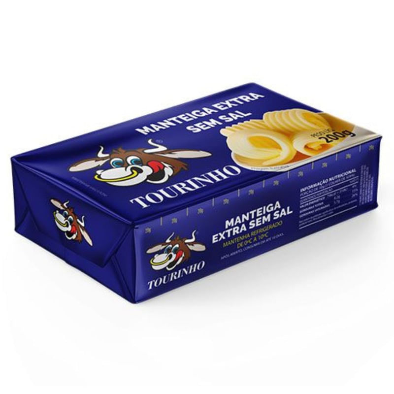 Manteiga Extra sem Sal Tourinho Tablete 200g