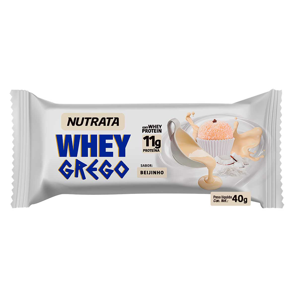 Barra Proteica Whey Bar Grego Sabor Beijinho Nutrata 40g