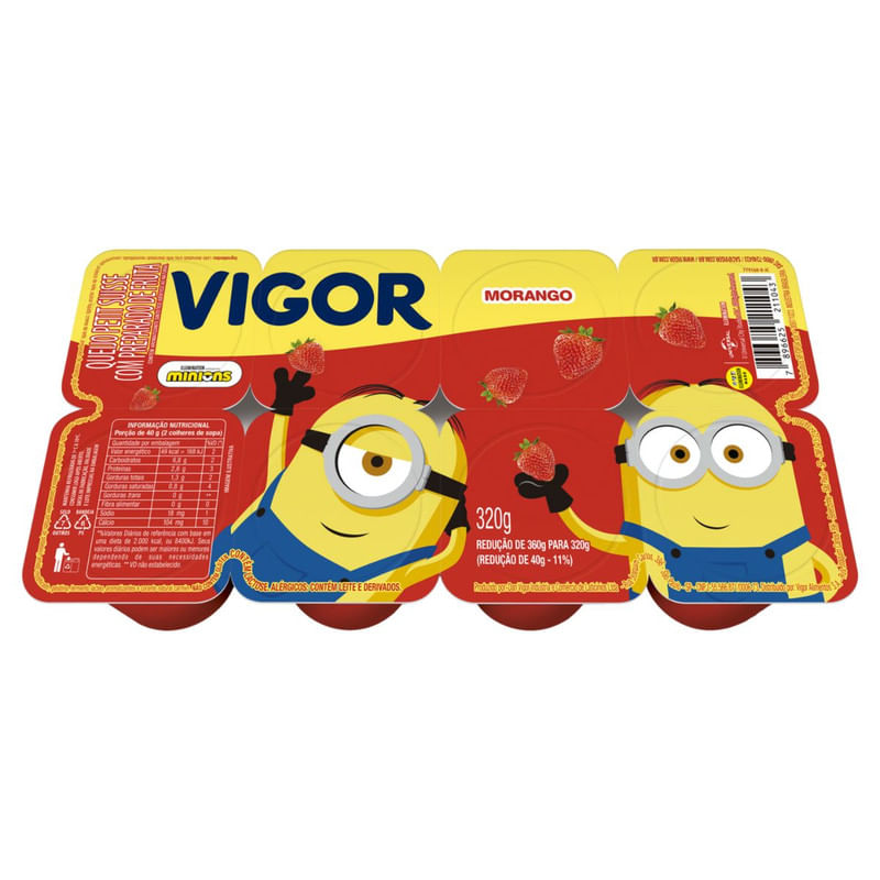 Petit Suisse Morango Vigor Minions Bandeja com 6 Unidades 320g