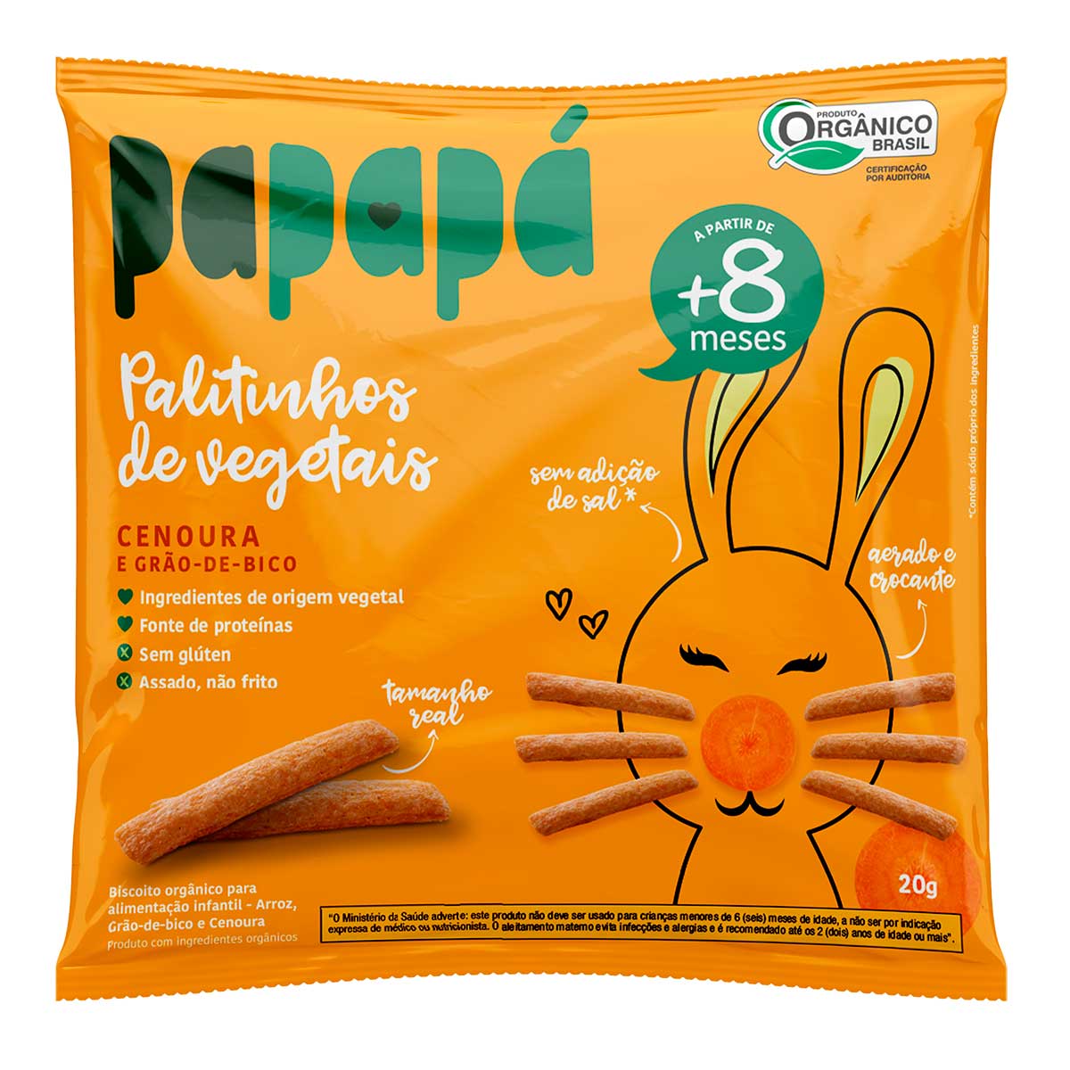 Biscoito Infantil Orgânico Sabor Cenoura Papapa 20g