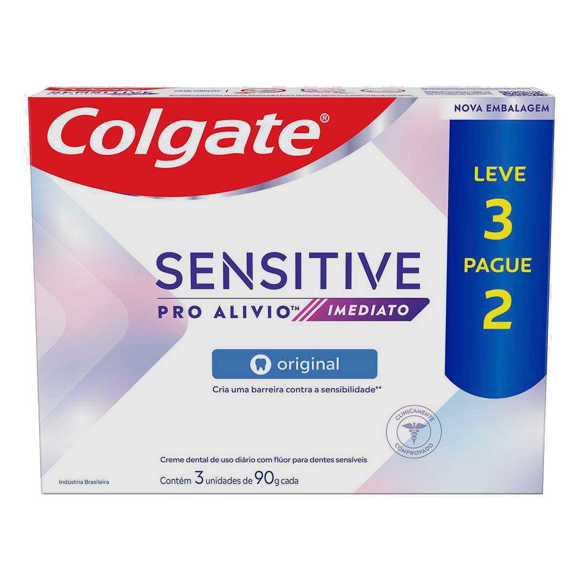 Creme Dental Para Sensibilidade Colgate Sensitive Pro-Alívio Imediato Original 90g Leve 3 Pague 2