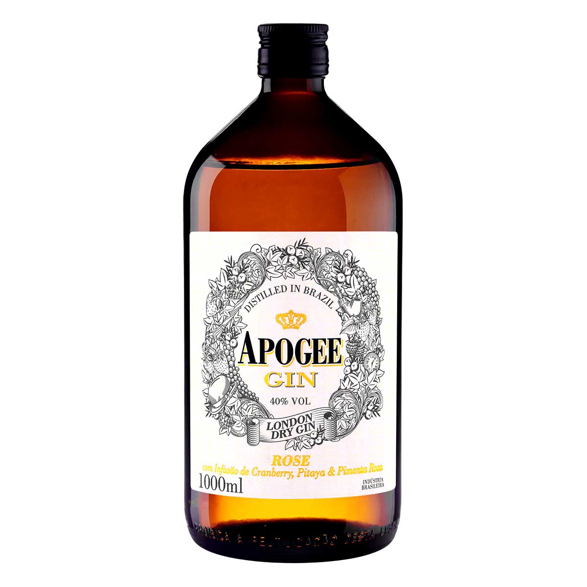 Gin London Dry Rosé com Infusão de Cranberry, Pitaya & Pimenta Rosa Apogee Garrafa 1L