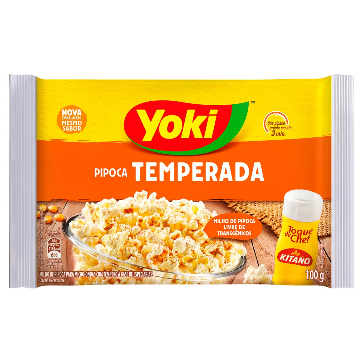 Pipoca para Micro-Ondas Temperada com Toque de Chef Yoki 100g