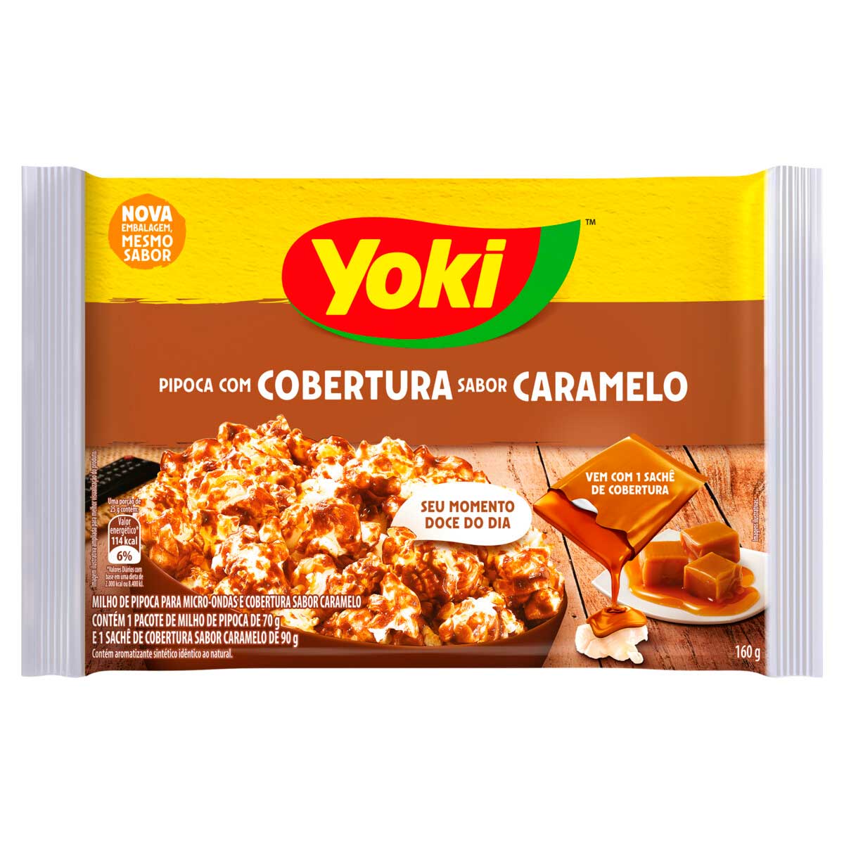 Pipoca para Micro-Ondas Cobertura Caramelo Yoki 160g