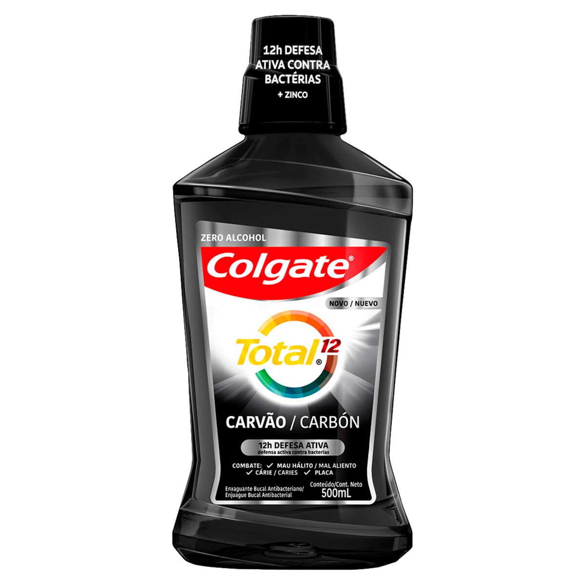 Enxáguante Bucal Colgate Total 12 Carvão Zero Álcool Frasco 500ml