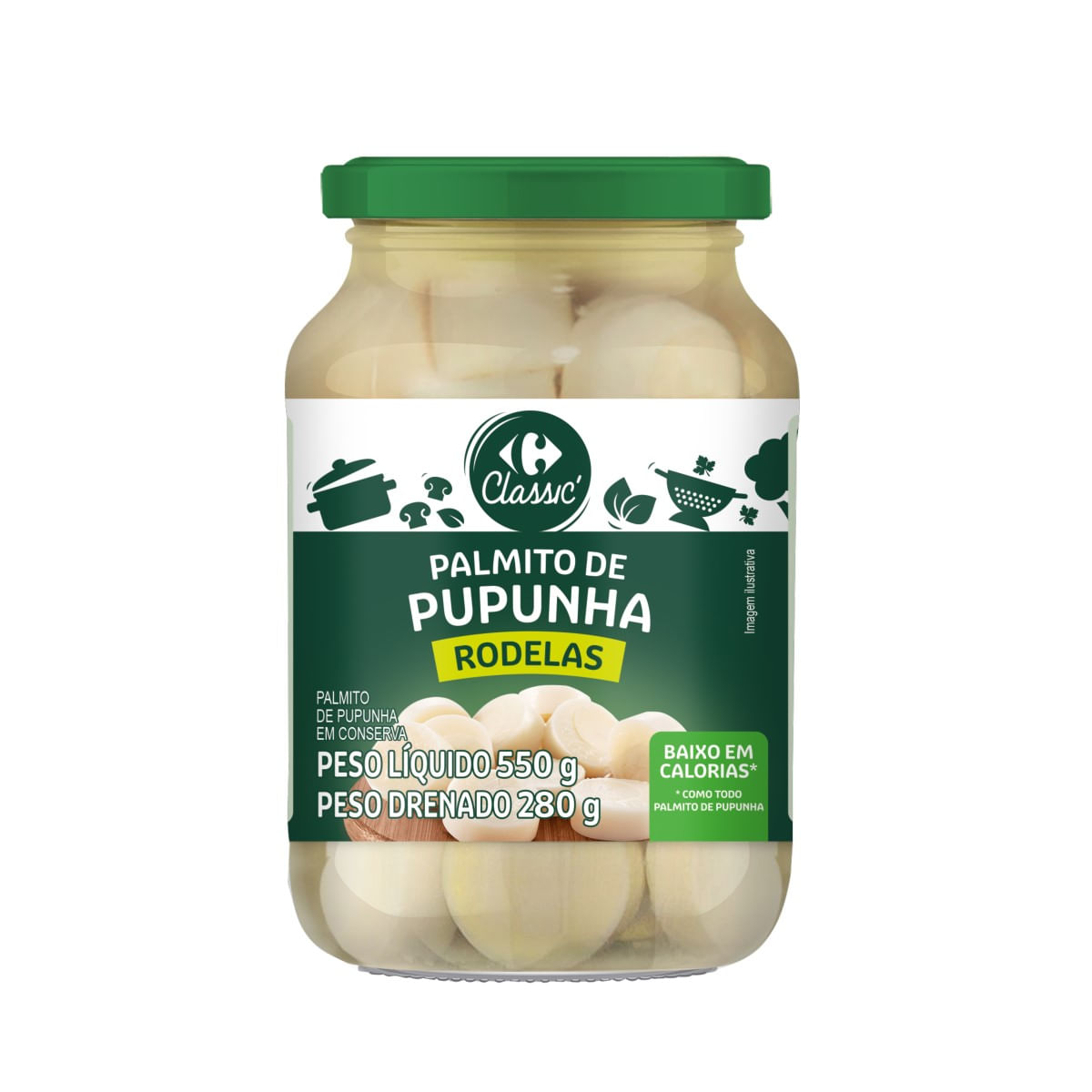 Palmito Pupunha Rodelas em Conserva Carrefour Classic 550g