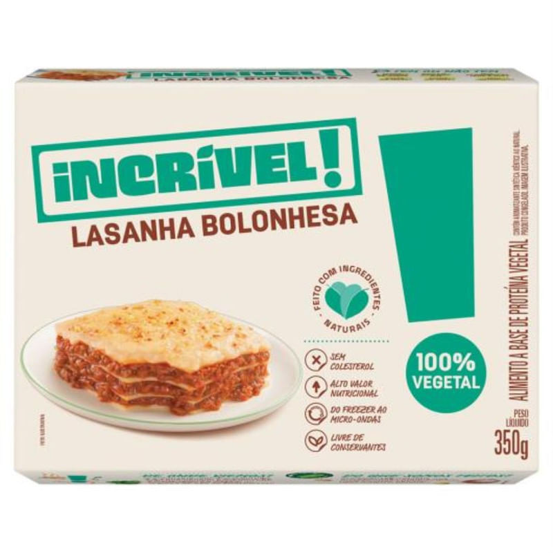 Lasanha Bolonhesa Incrível 100% Vegetal 350g