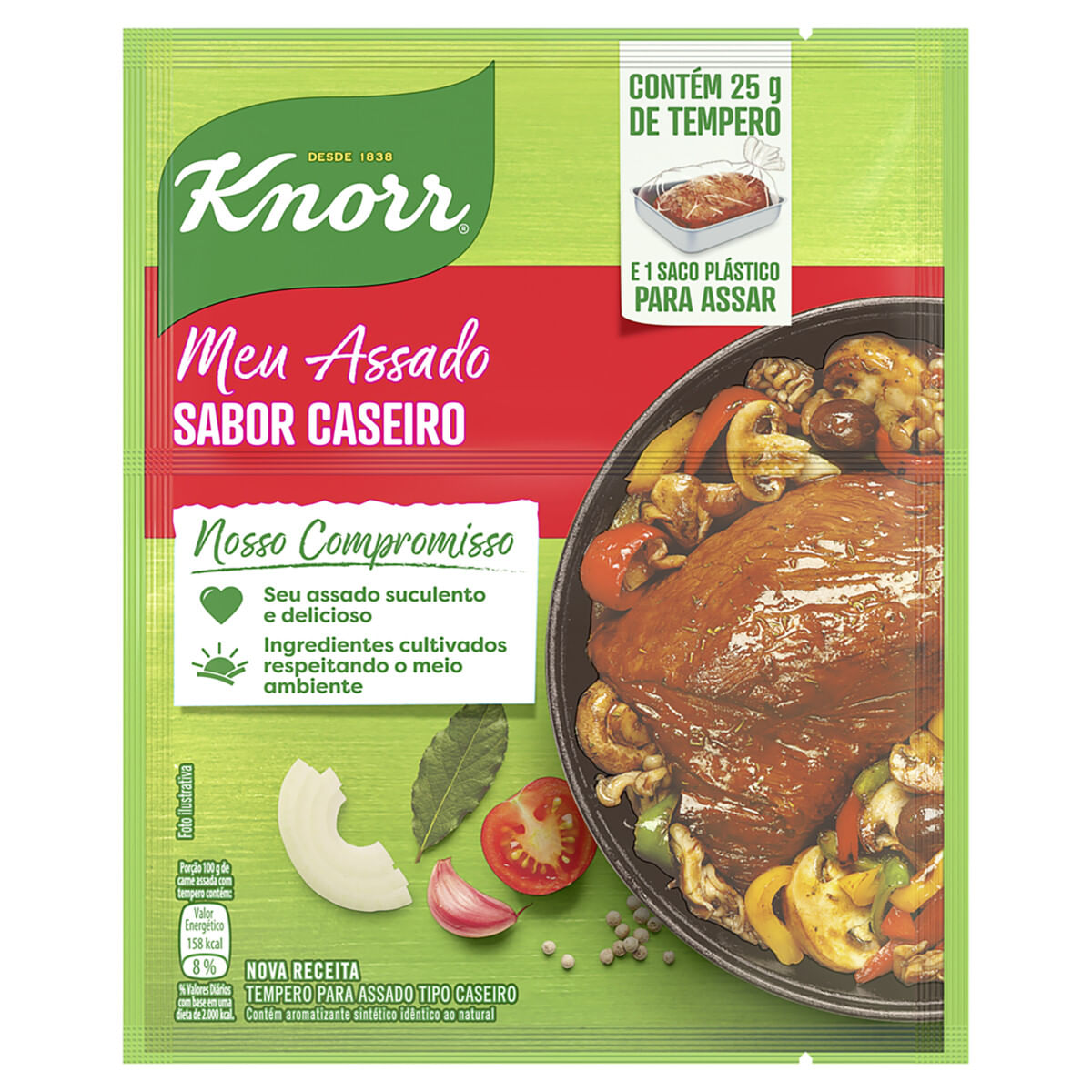 Tempero Sabor Caseiro Knorr Meu Assado 25g e 1 Saco Plástico para Assar