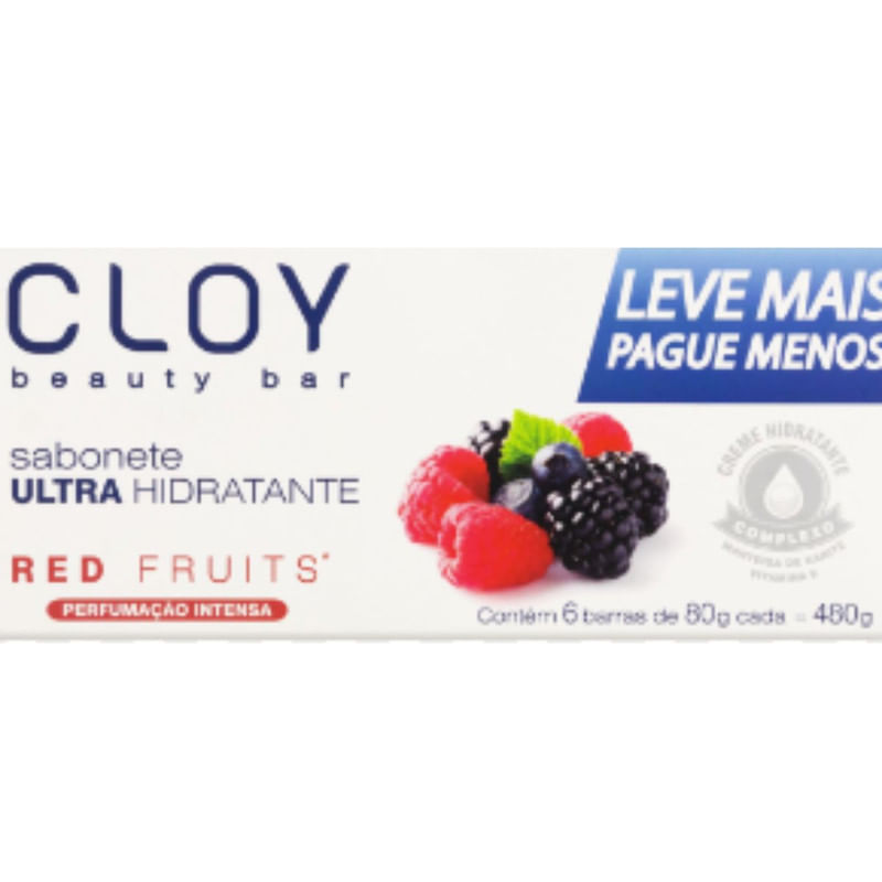 Sabonete Em Barra Hidratante Red Fruits Com 6 Unidades Cloy 80g