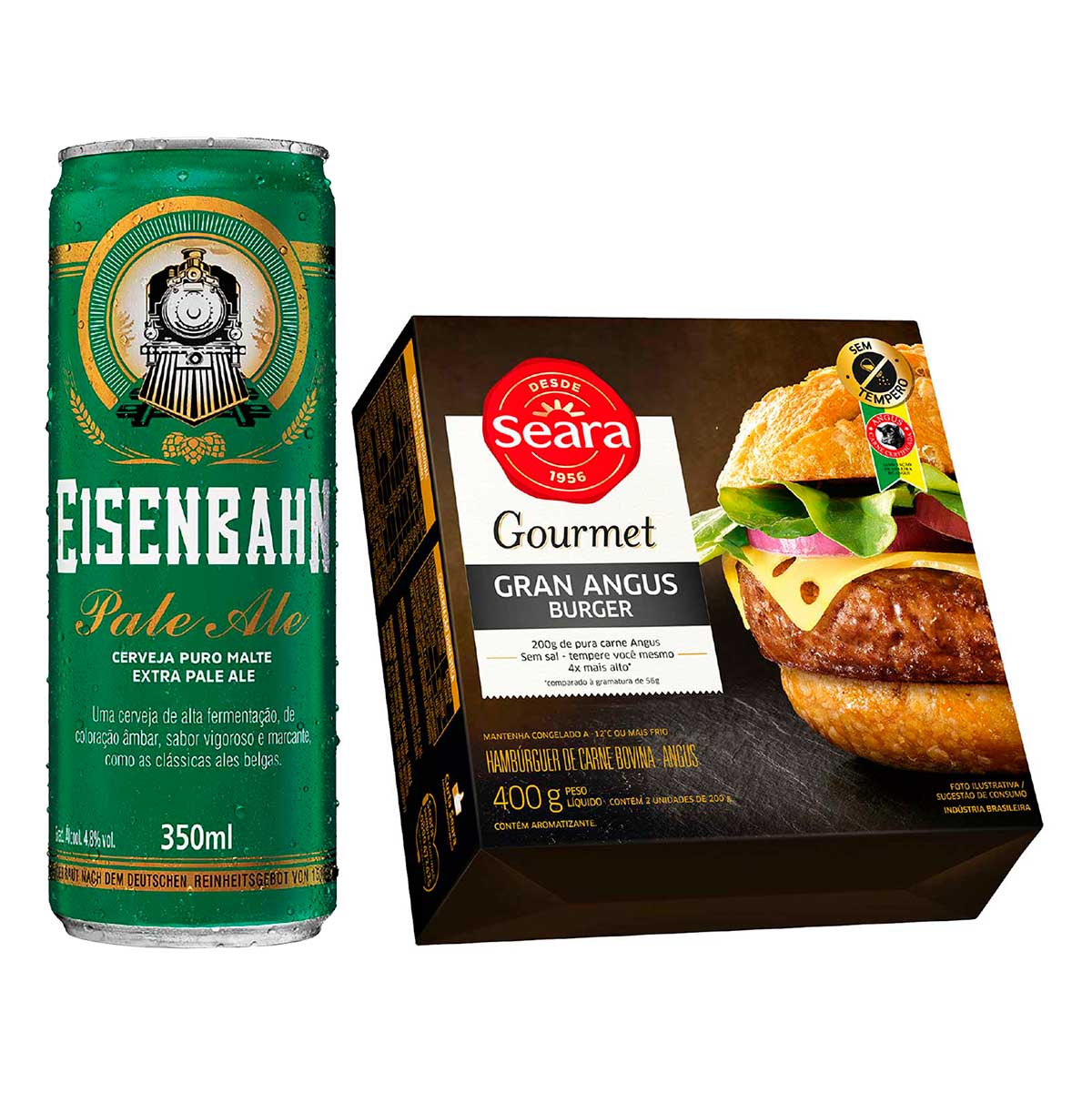 Combo Gran Angus Burger Seara Gourmet 400g + Cerveja Eisenbahn Pale Ale Puro Malte Lata 350ml