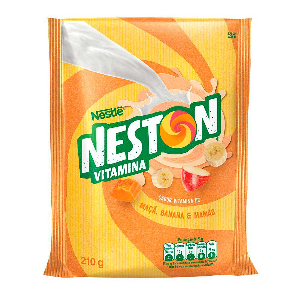 NESTON Vitamina - Pó para preparo instantâneo Maçã, Banana e Mamão 210g