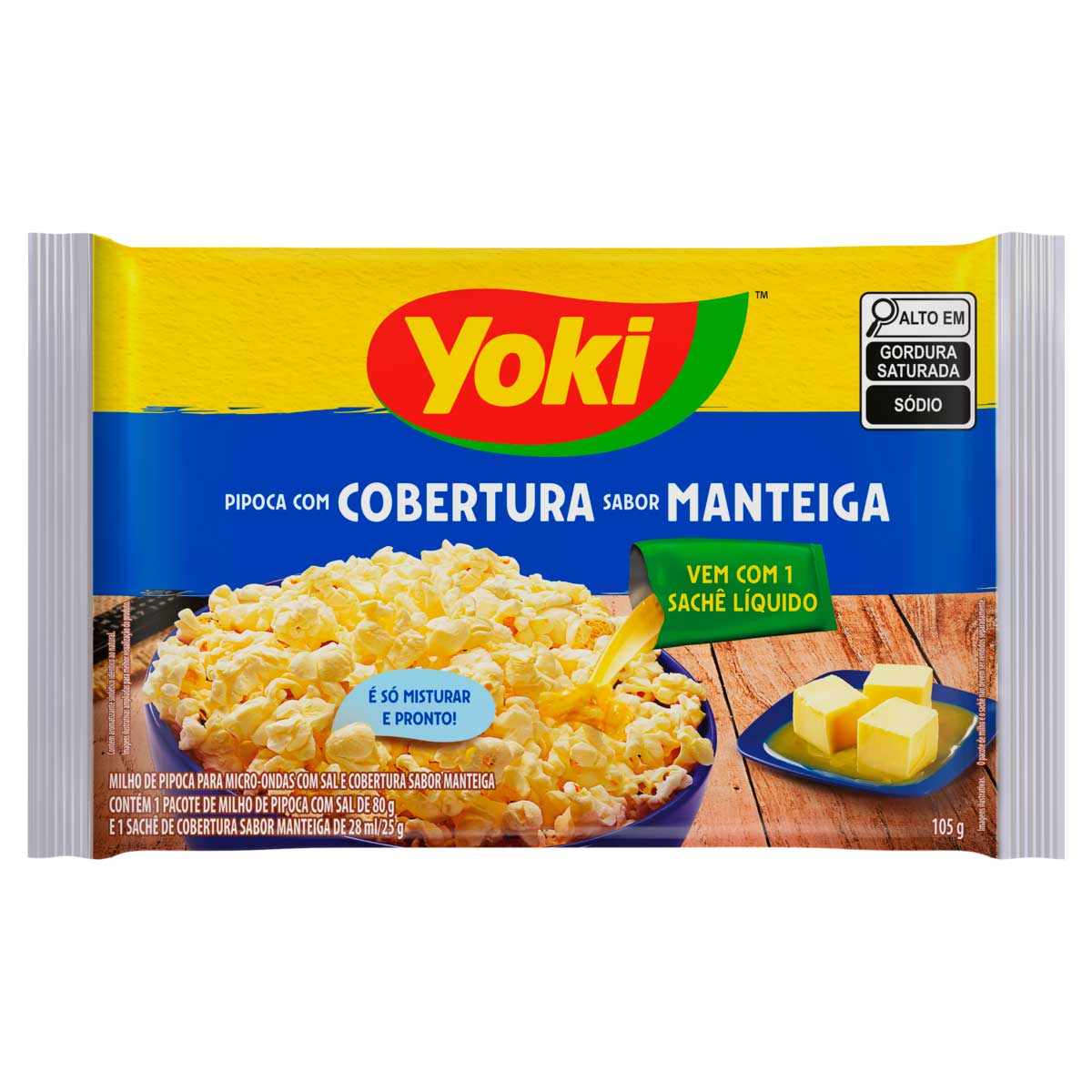 Pipoca para Micro-Ondas com Sal Cobertura Manteiga Yoki 105g