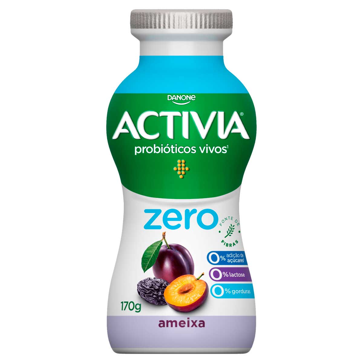 Leite Fermentado Desnatado Light Zero Lactose Sabor Ameixa Activia Zero 170g