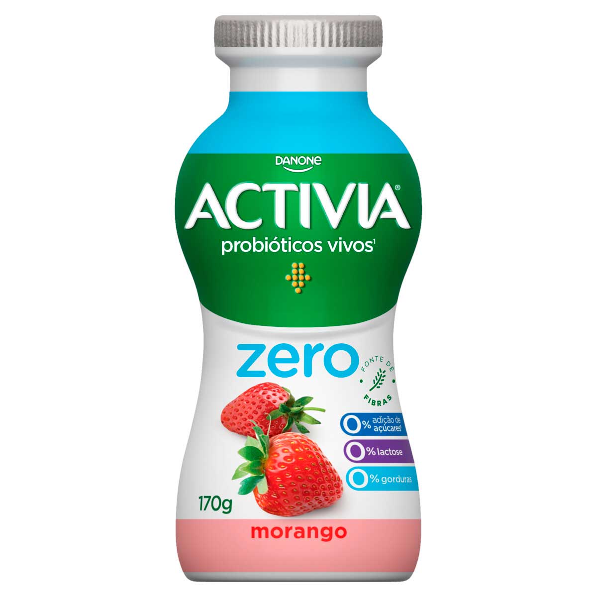 Leite Fermentado Desnatado Light Zero Lactose Sabor Morango Activia Zero 170g