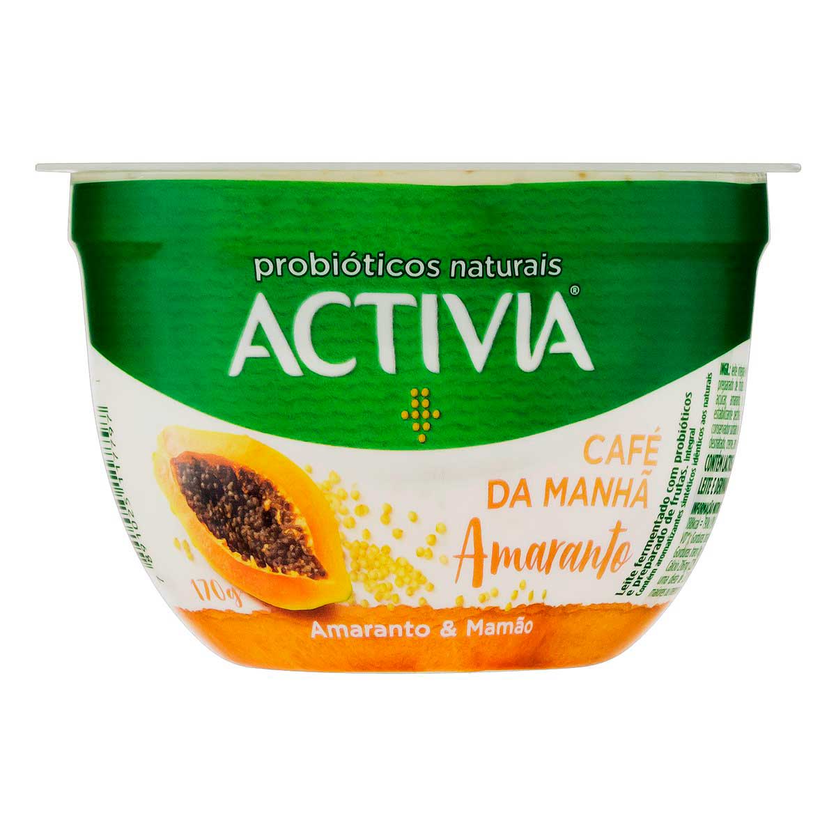 Leite Fermentado Integral Sabor Amaranto & Mamão Activia Café da Manhã 170g