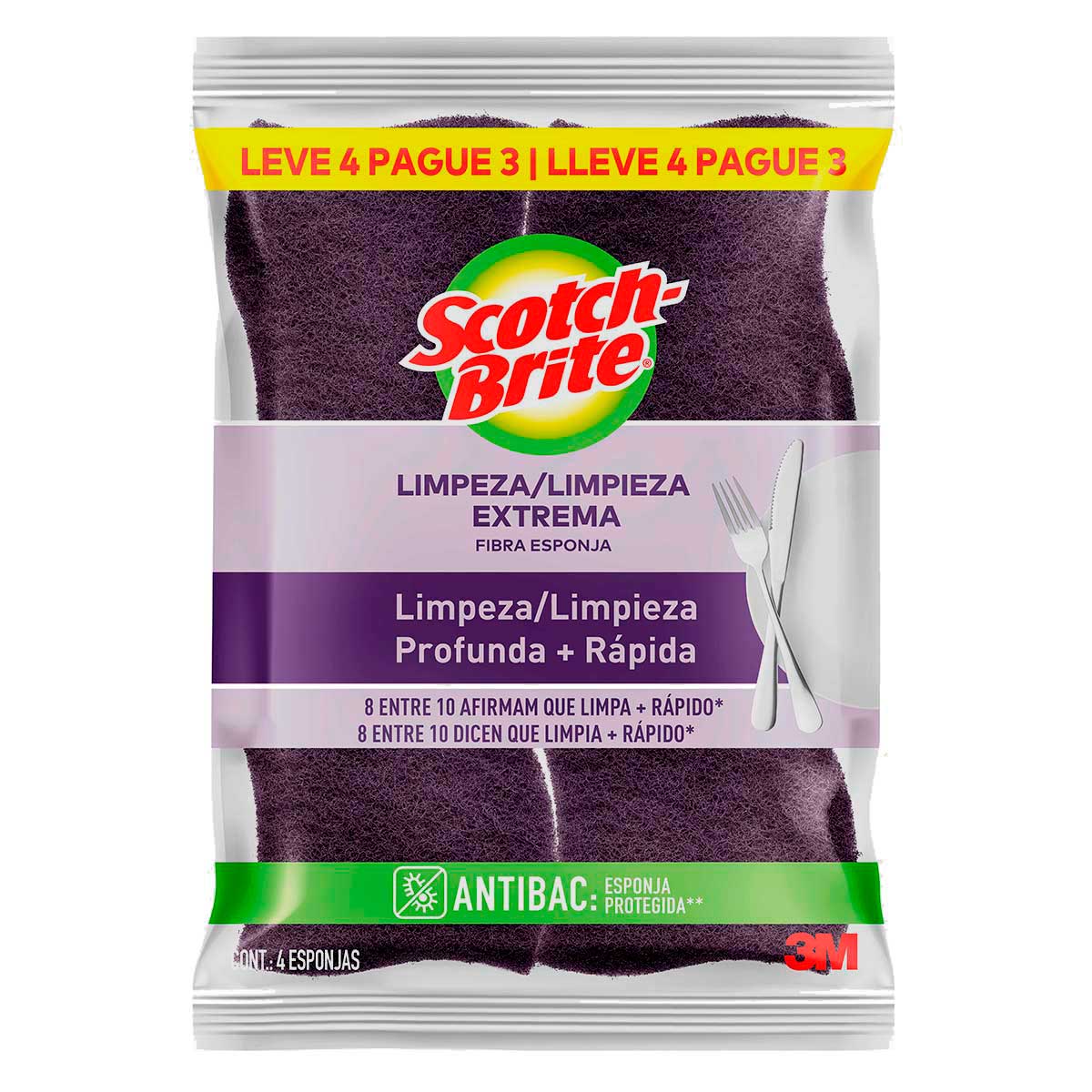 Esponja Limpeza Extrema Scotch Brite Antibac Leve 4 Pague 3 Unidades