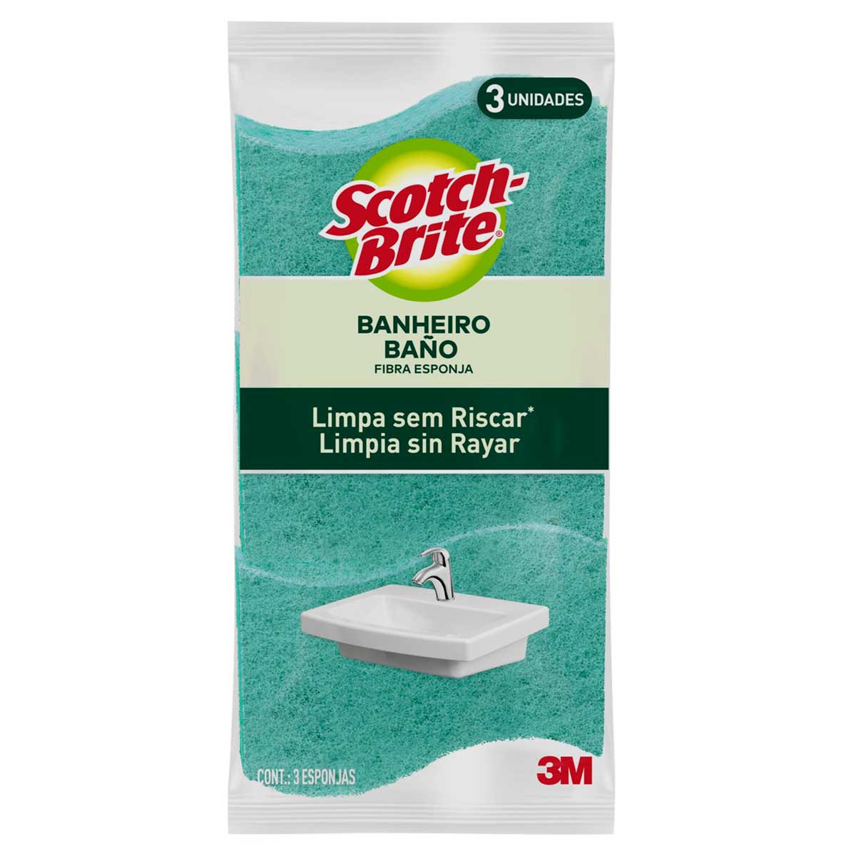 Esponja para Limpeza de Banheiro Scotch-Brite - 3 unidades