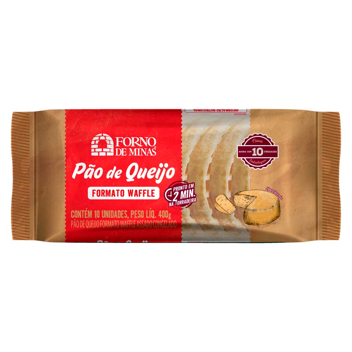 Pão de Queijo Congelado Waffle Forno de Minas 400g 10 Unidades