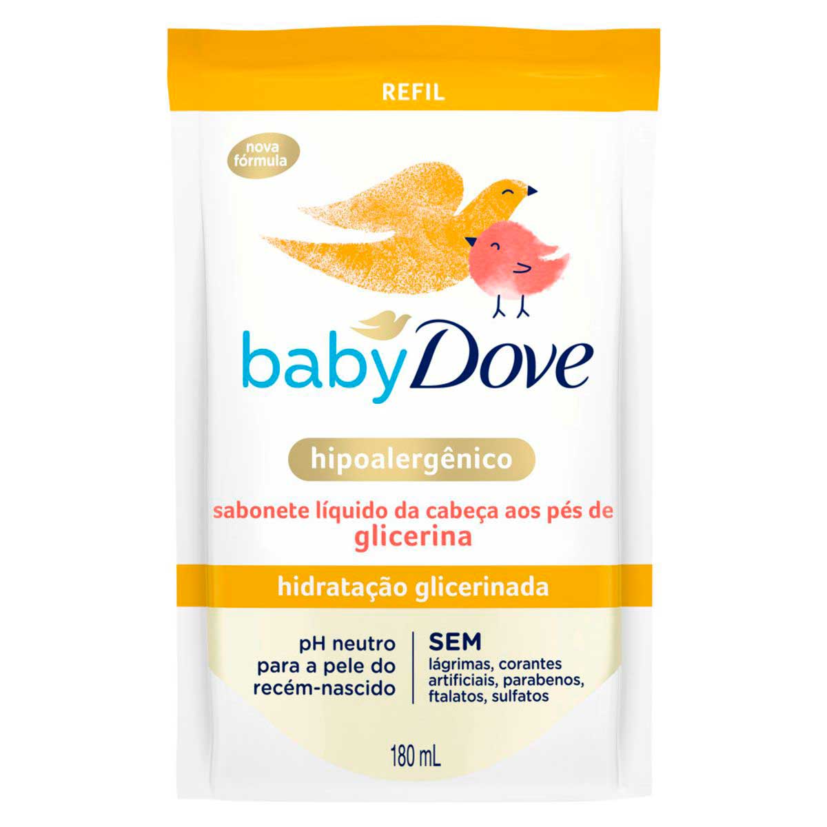 Sabonete Líquido Glicerina Baby Dove Hidratação Glicerinada 180ml Refil