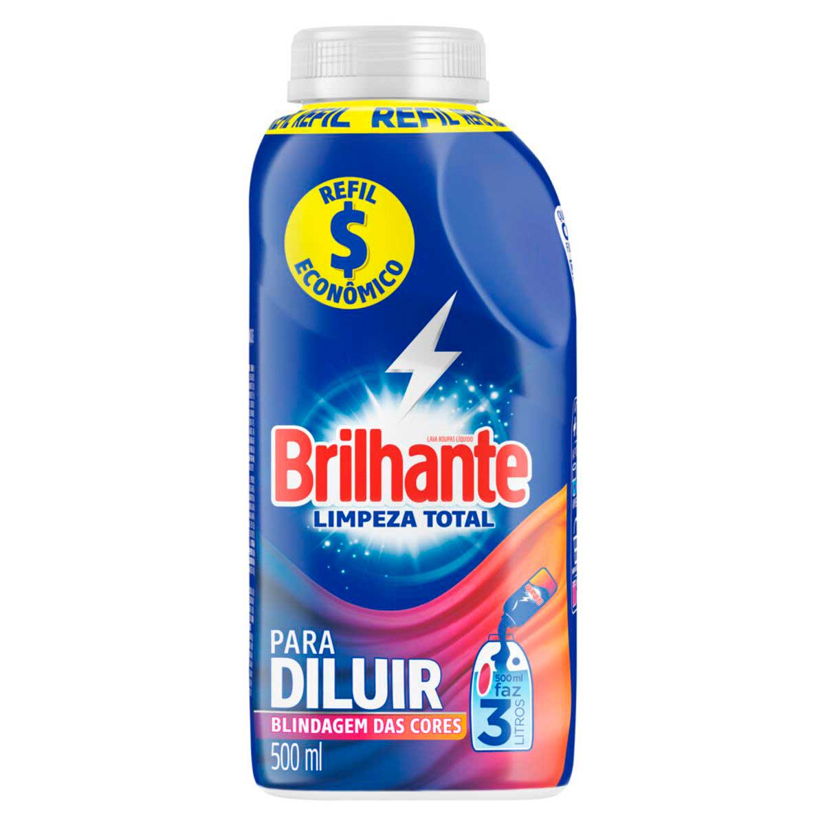 Detergente Líquido Brilhante Limpeza Total para Diluir 500ml