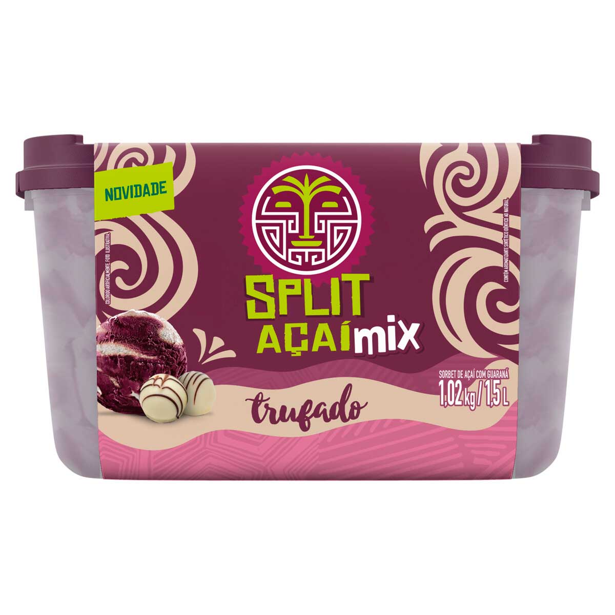 Sorbet Açaí com Guaraná Trufado Split Açaí Mix Pote 1,5l