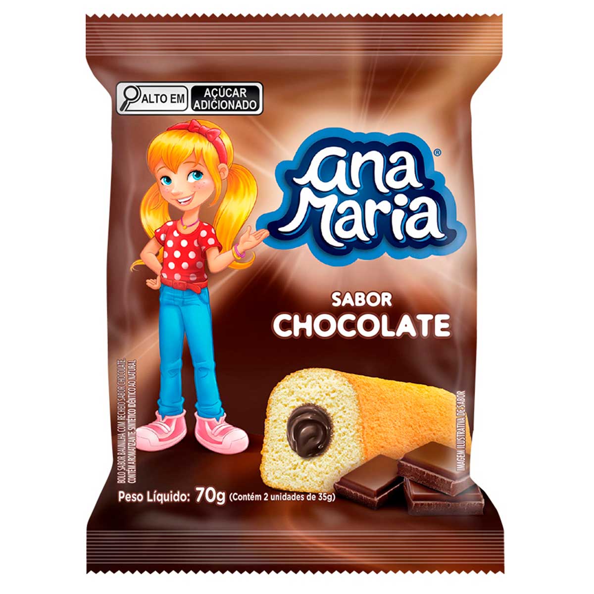 Bolo de Baunilha com Recheio de Chocolate Ana Maria 70g