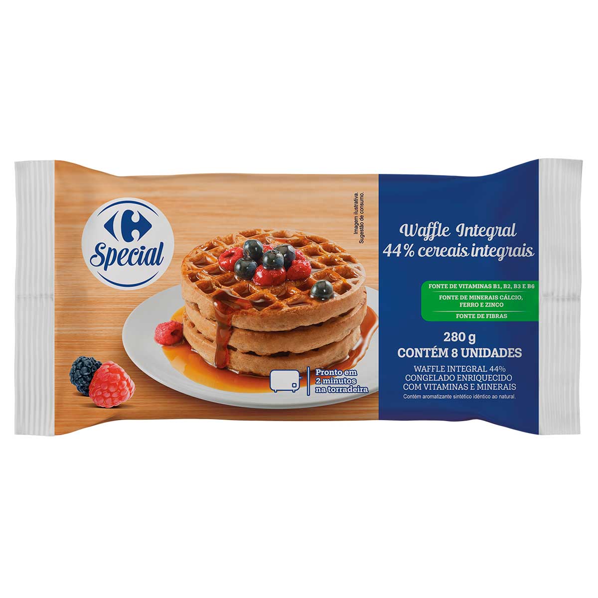 Waffle Carrefour Especial Integral 280g