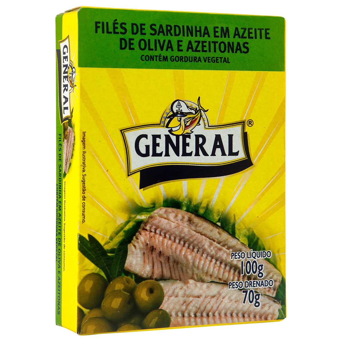 File De Sardinha Em Azeite De Oliva Com Azeitonas General 100g