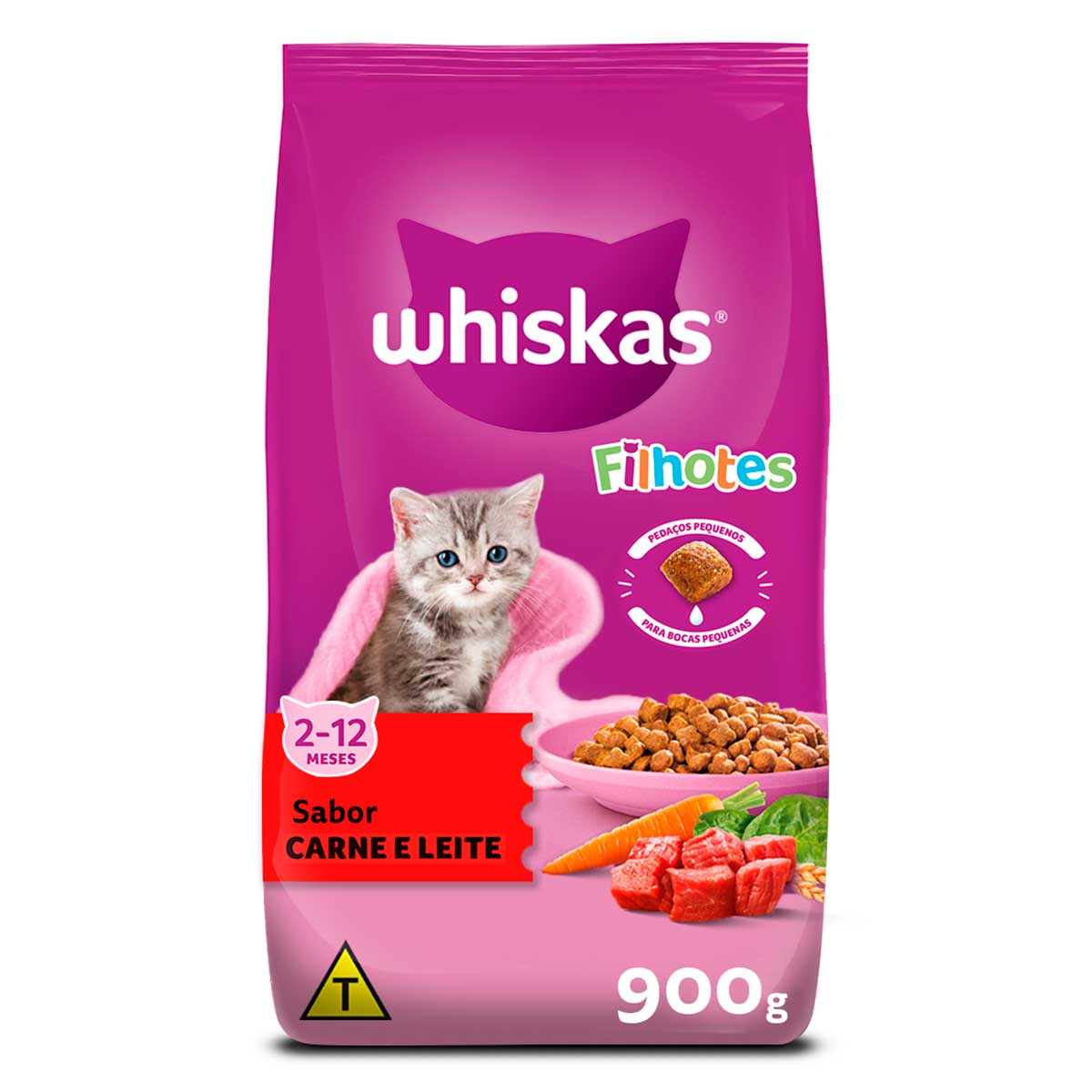 Ração Whiskas Sabor Carne e Leite para Gatos Filhotes com 900 g