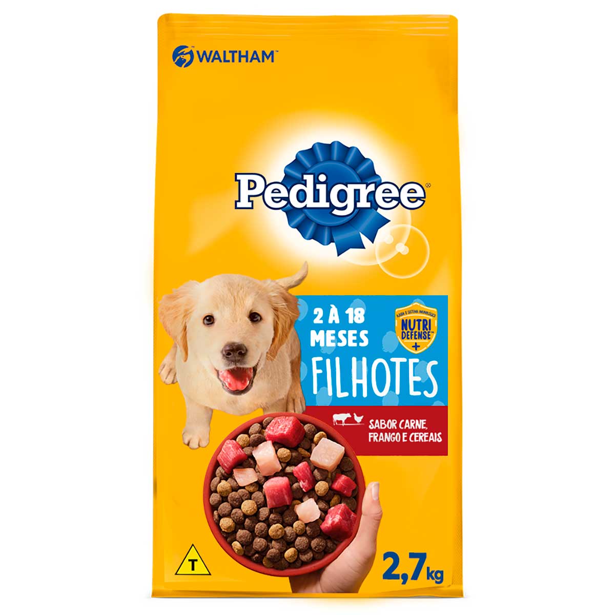 Ração Pedigree Dry Filhote sabor Carne, Frango e Cerais 2,700 Kg