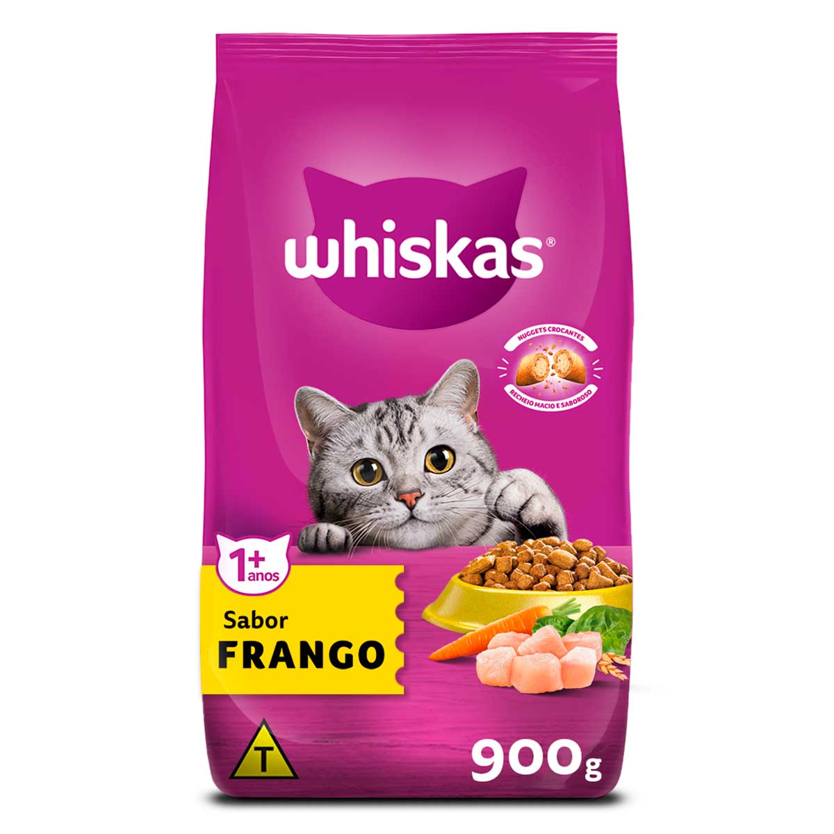 Ração Whiskas Sabor Frango para Gatos Adultos com 900 g