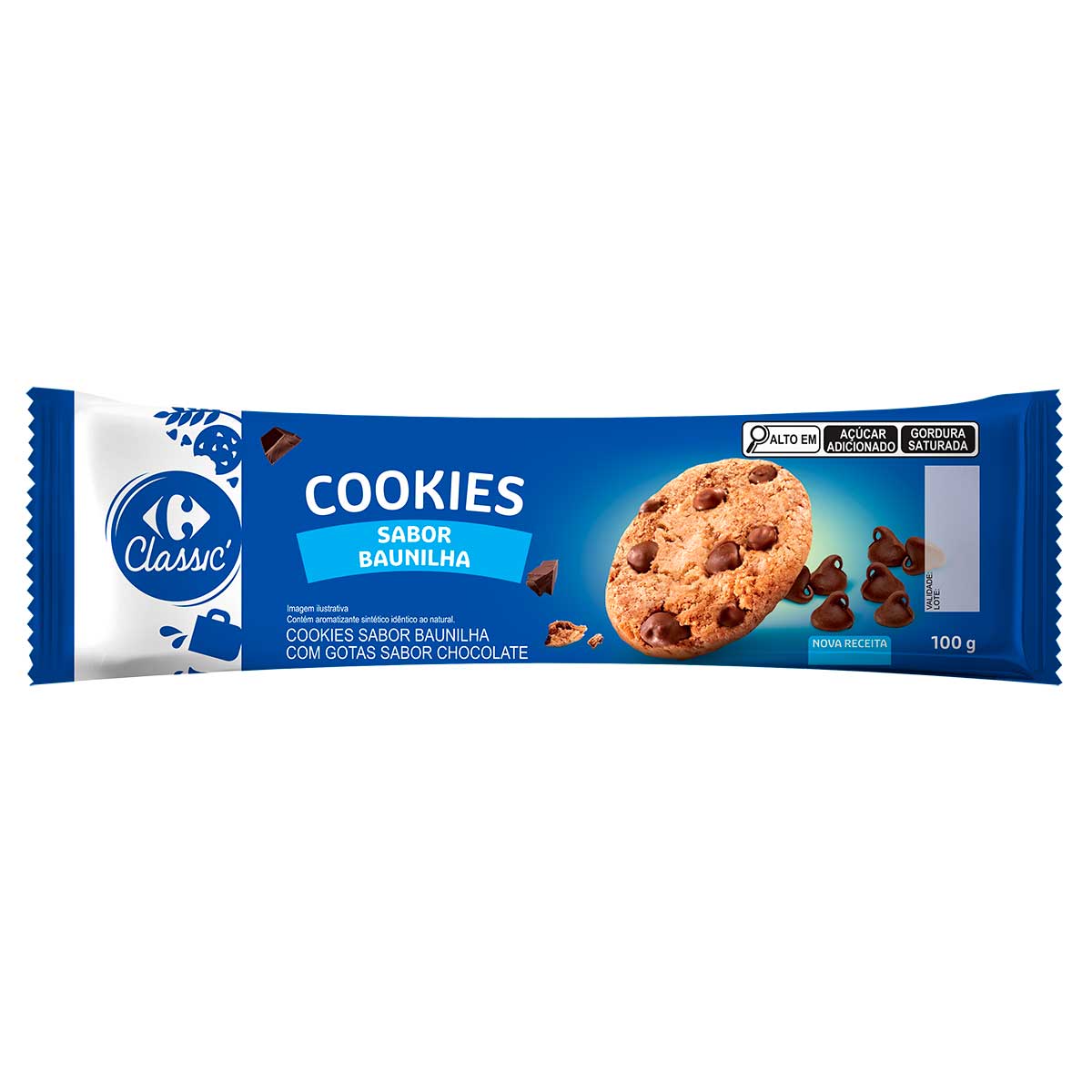 Cookie de Baunilha com Gotas de Chocolate Carrefour 100g