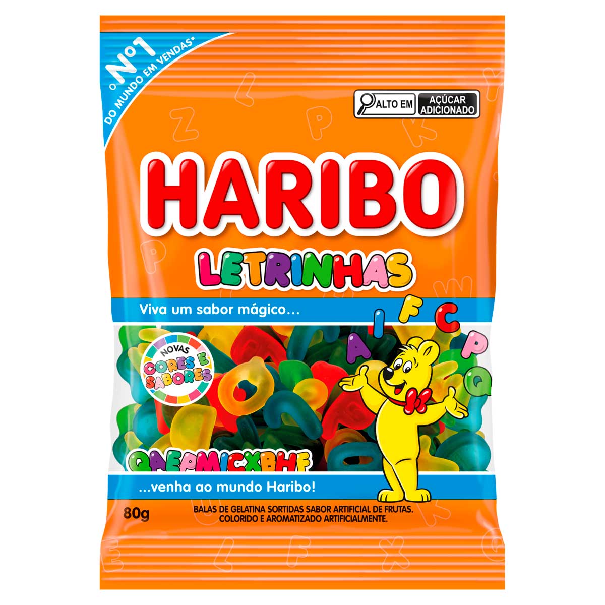 Bala de Gelatina Sabores Sortidos de Frutas Letrinhas Haribo 80g