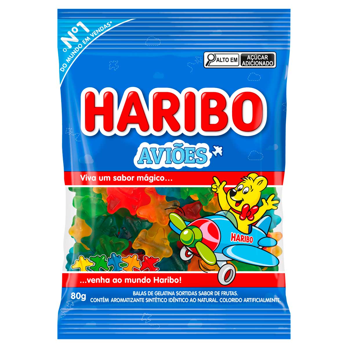 Bala de Gelatina Sortida Frutas Aviões Haribo 80g