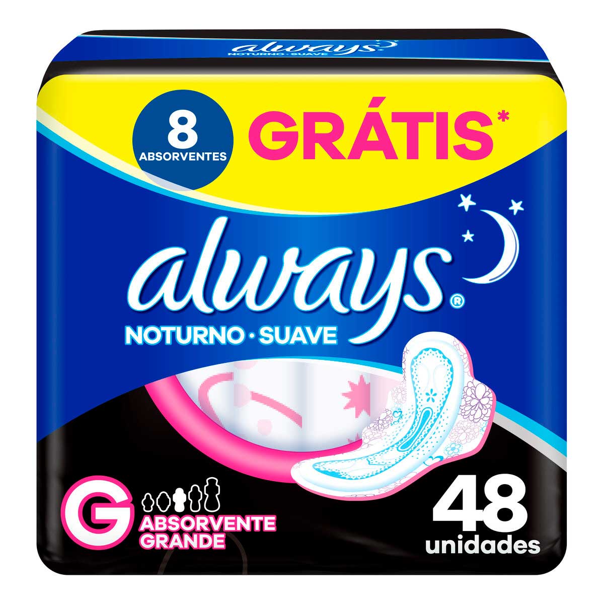 Absorvente Always Noturno G Suave com Abas 48 Unidades